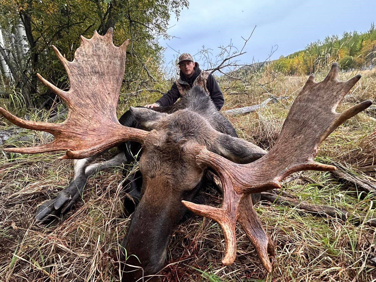 A wide trophy mule deer buck from a Wyoming guided hunt.